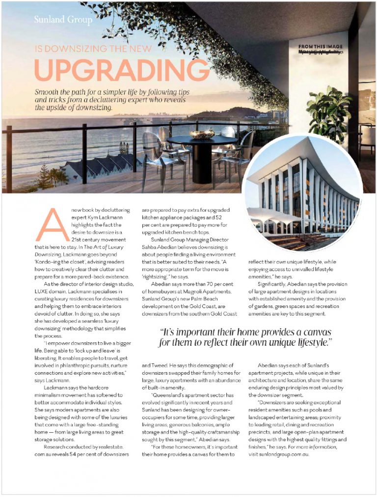 Luxe Domain downsizing article in Virgin Voyeur Magazine